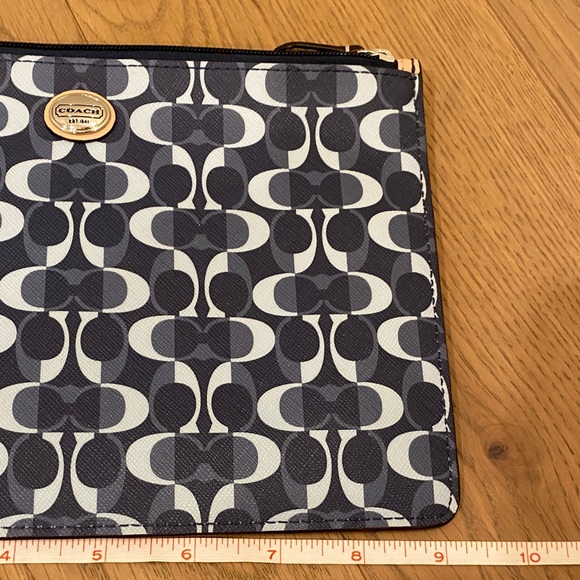 COACH Peyton Pouch in Navy Signature Logo Pattern - Picture 10 of 13